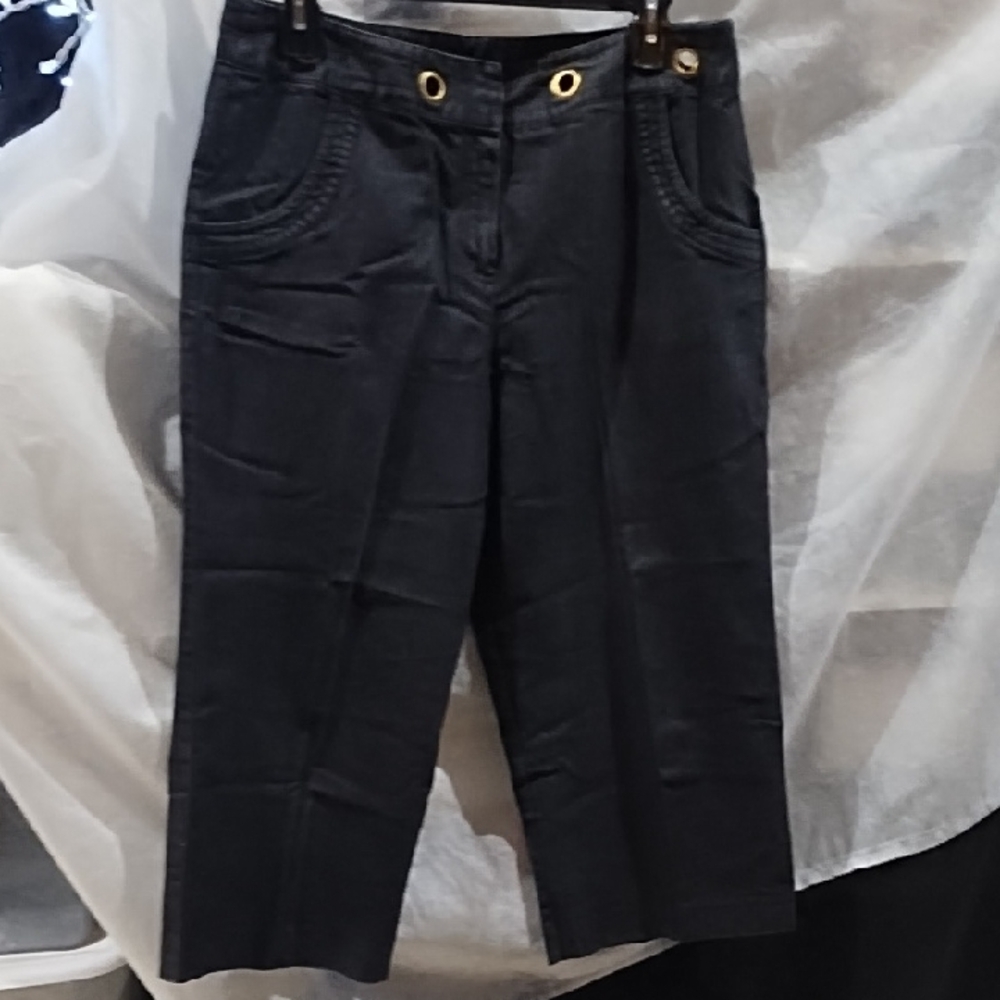 Larry Levine Black Pants with Gold Button